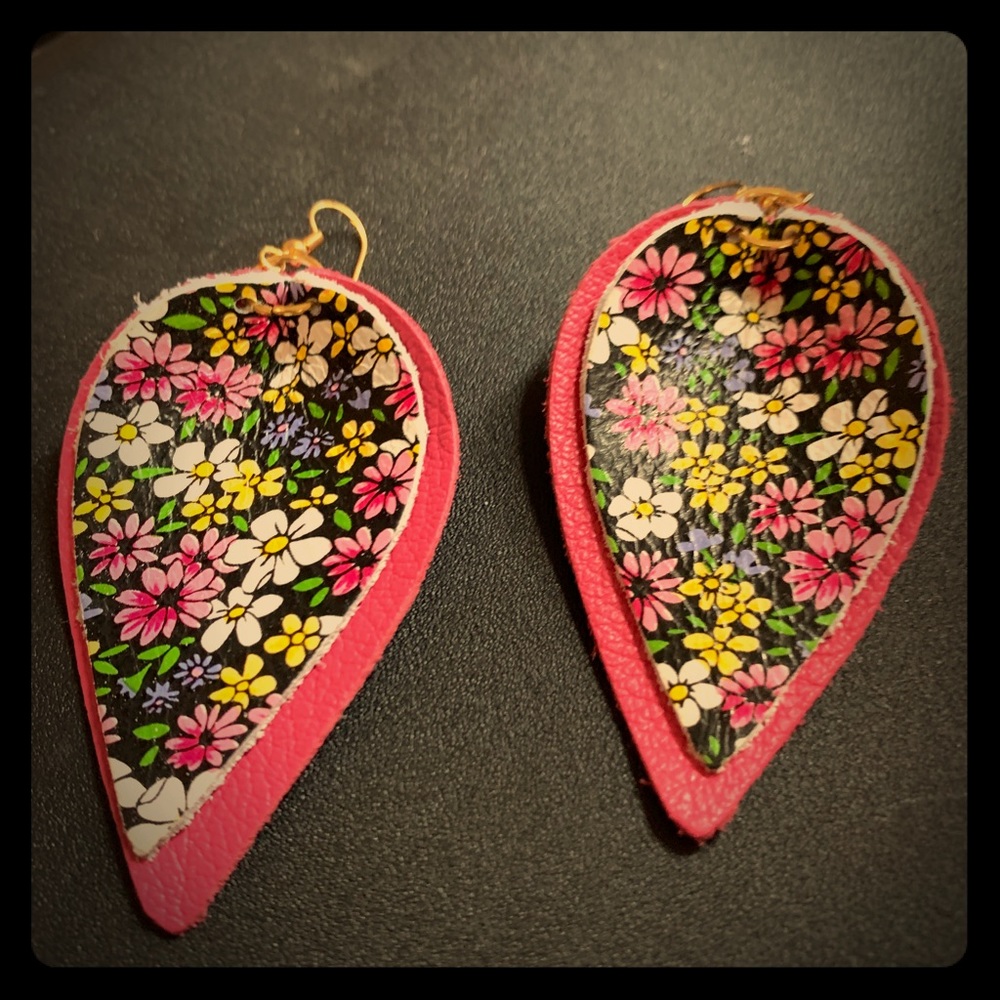 Large leather earrings